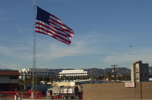 United States Flag flying over SCD